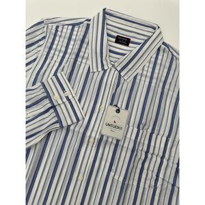 Untuckit Women's Pinot Perse Blue White Long‎ Sleeve Shirt Size 16 NEW
